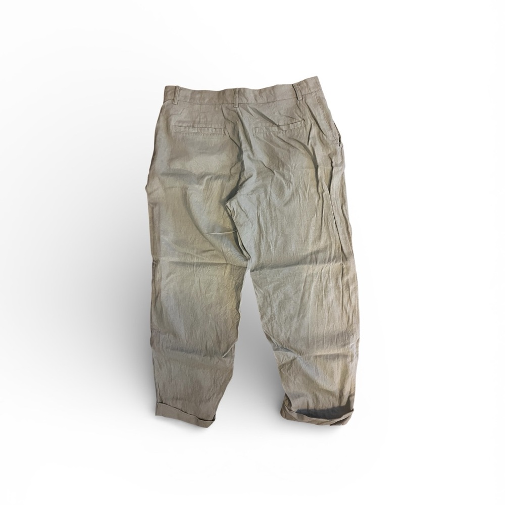 Zara Women's Khaki/green pants linen/cotton blend